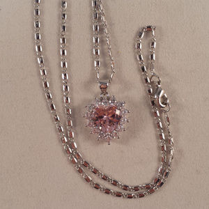 Jewelry - 18K White Gold Heart Pink Topaz Zircon Necklace Jewelry - 18K White Gold Heart Pink Topaz Zircon Necklace